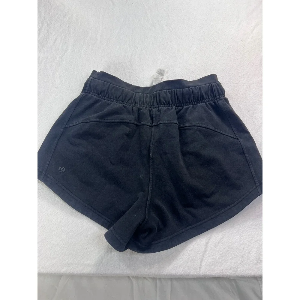 Lululemon‎ Inner Glow High-Rise Short Black French Terry Cotton Size 4